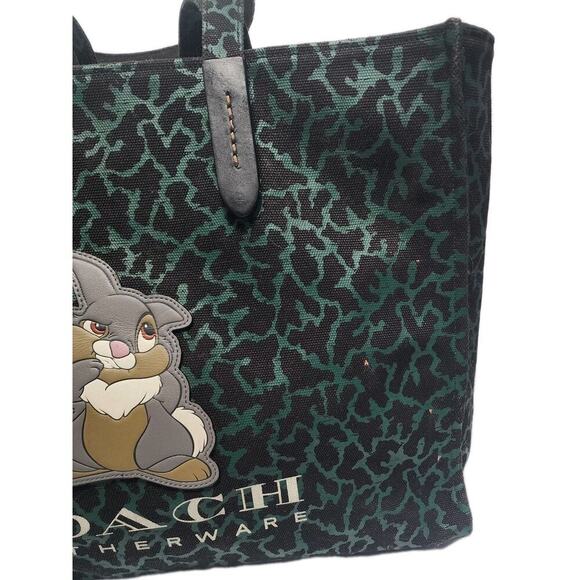Disney's X Coach Bambi Thumper Large Tote Bag Green & Black Handbag $598.00 - Picture 7 of 12